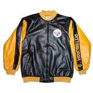 Pittsburgh Steelers NFL License Faux Leather Jacket Men's Size XL